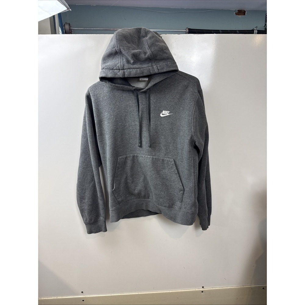 Nike Club Fleece Hoodie Mens S Gray BV2654-071 Sportswear Pullover Swoosh